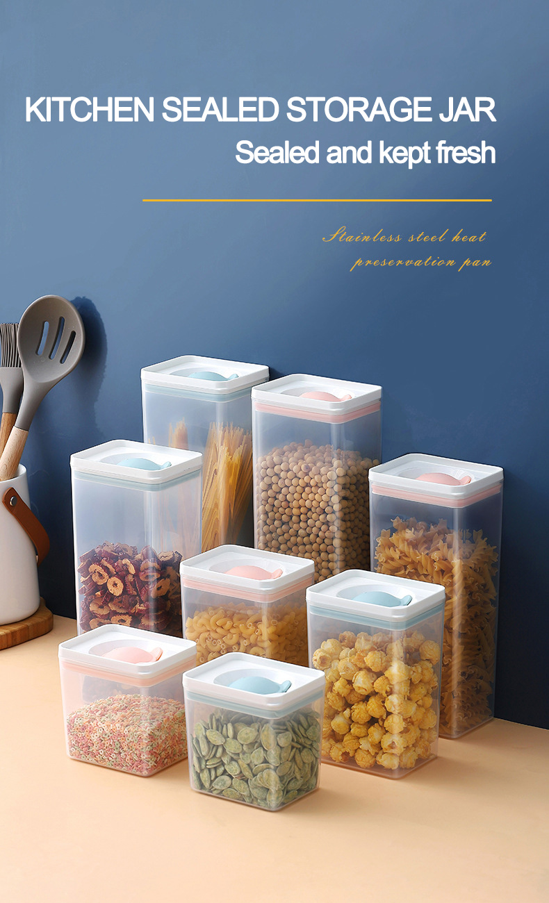 Airtight Storage Jars Pantry Storage Bottles Clear Cereal Container Stackable Dry Food Kitchen Canister with Lid Newest Plastic