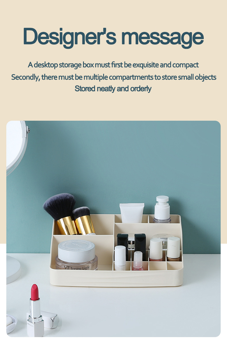 New Style Dressing Table Finishing Box Lipstick Nail Polish Storage Rack Plastic Makeup Cosmetic Organizer Box with Compartment