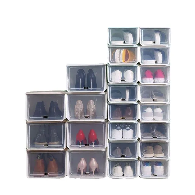 Cajas de zapatos transparentes apilables, caja de almacenamiento