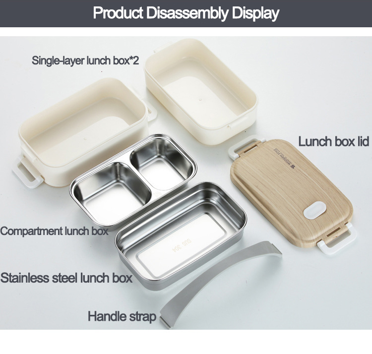 New Arrival Portable Thermal Bento Box Double-layer Heating Insulated Food Container Stainless Steel Lunch Box for Kids Children