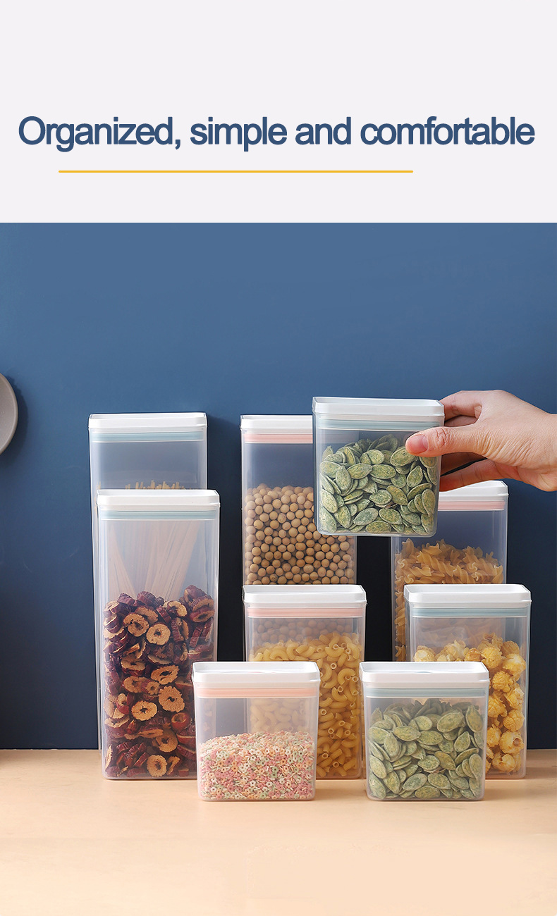 Airtight Storage Jars Pantry Storage Bottles Clear Cereal Container Stackable Dry Food Kitchen Canister with Lid Newest Plastic