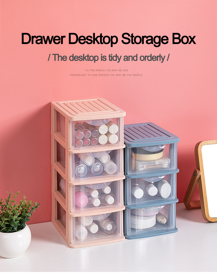 Creative Clear Desktop Stationery Storage Drawer Plastic Office Supplies Organizer Dressing Table Cosmetic Makeup Container Box