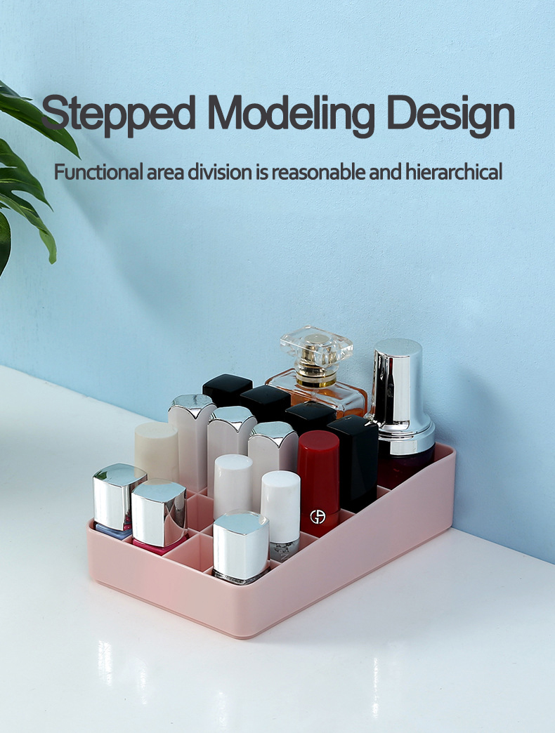 Decorative Desktop Cosmetic Makeup Organizer Box Brushes Lipgloss Stand Holder Display Plastic Nail Polish Lipstick Storage Box