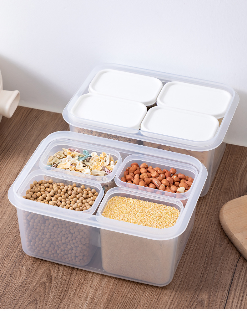 Dust-proof Transparent Dry Food Bean Rice Storage Box Stackable Refrigerator Organizer Bins Plastic Cereal Dispenser Containers