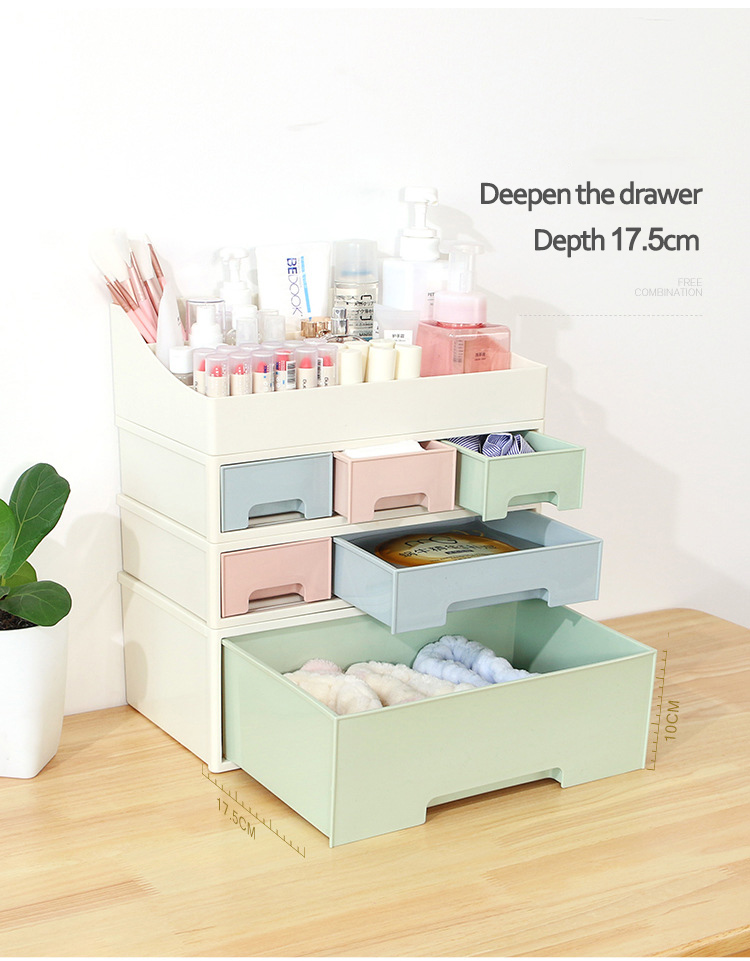 Saving Space Plastic Storage Drawers Dressing Table Cosmetic Jewelry Storage Box Office Desk Stationery File Organizer Stackable