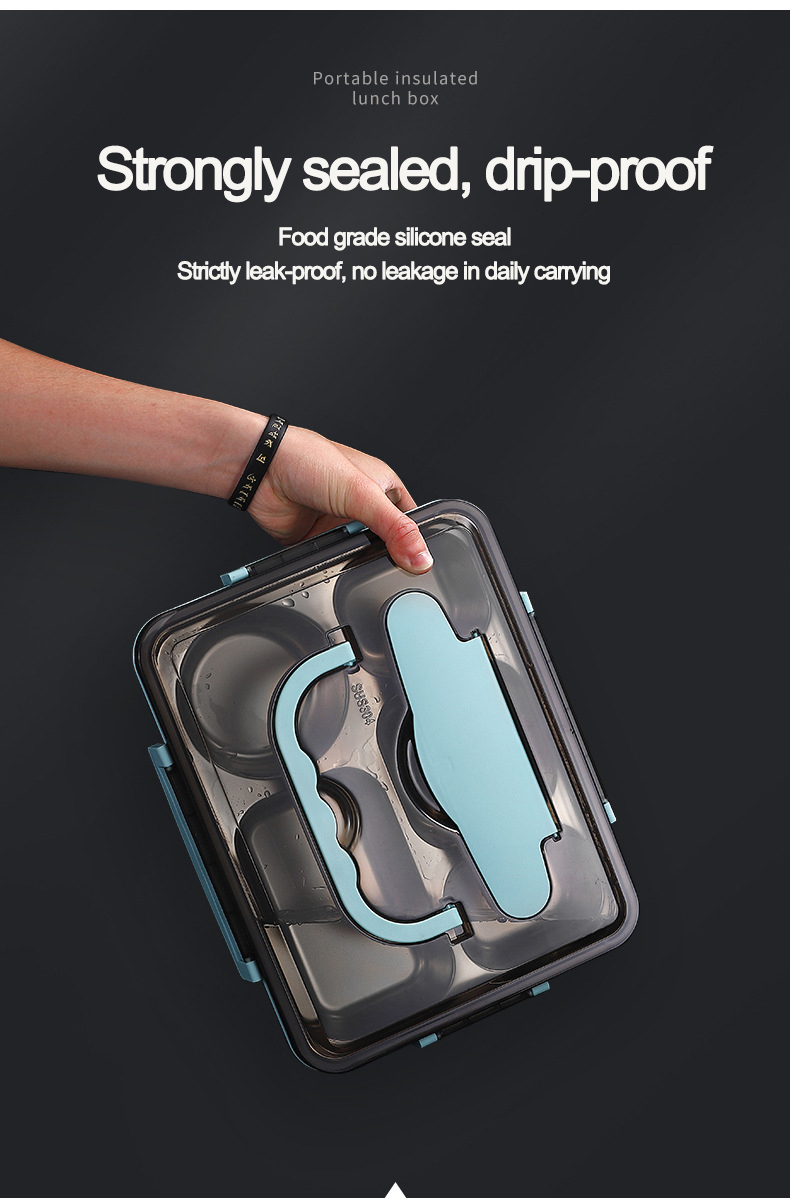 Heat Resistant Double Wall Insulated Food Container Stainless Steel Portable Lunch Box with Cutlery Thermal Kids Bento Keep Warm