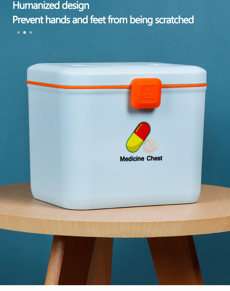 Large Capacity Lockable Emergency Box Medical Storage Bins Pill Organizer Box First Aid Kit Plastic Medical Box with Handle