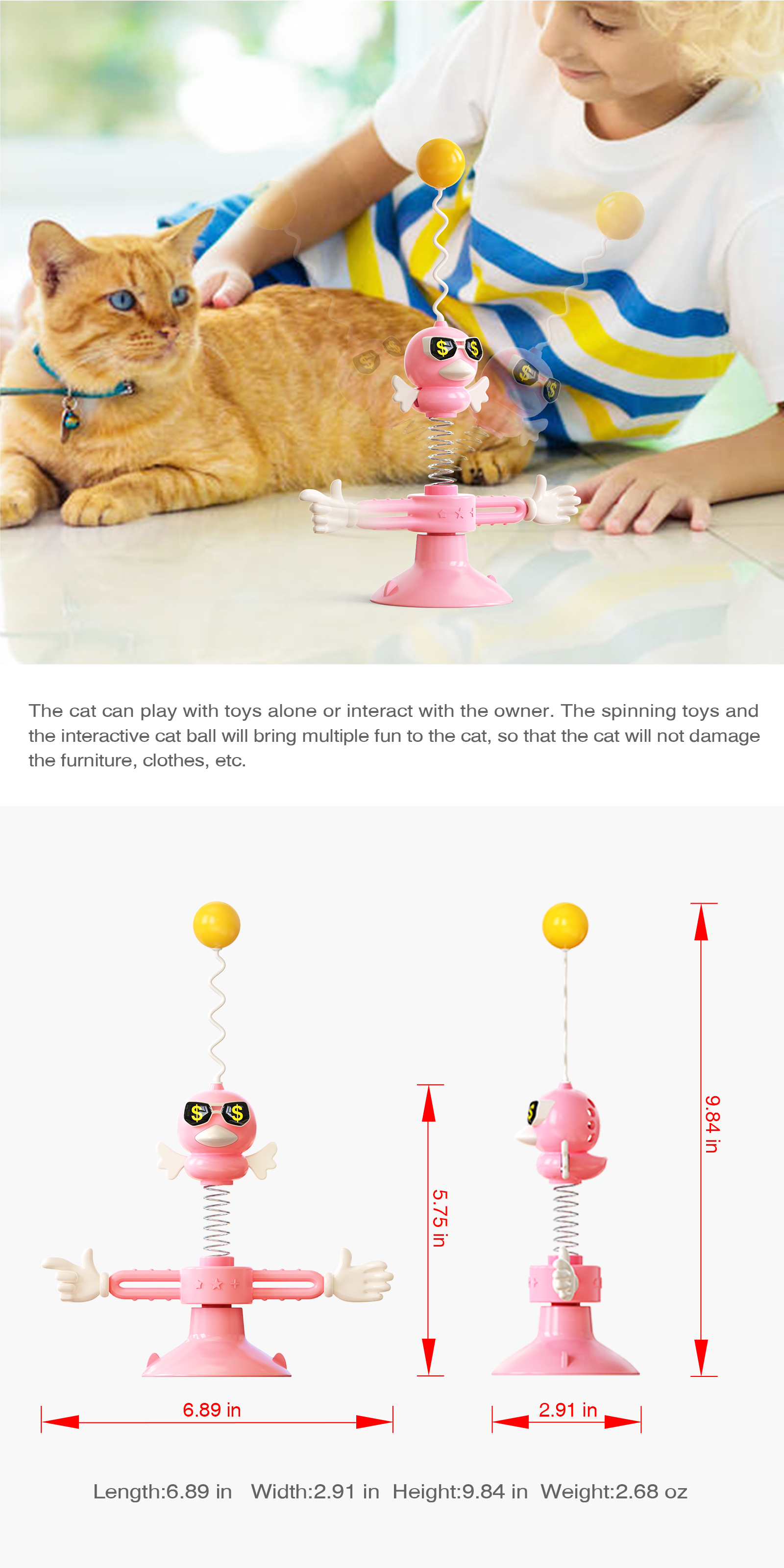 Cat Interact Toy Spring Bird Turntable Kitten Interactive Toy Indoor Ball Pet Toy