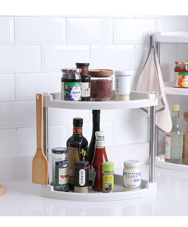 Factory 2/3 Tier Toilet Bathroom Triangle Shampoo Shelf Kitchen Countertop Spice Condiments Holder Plastic Corner Organizer Rack