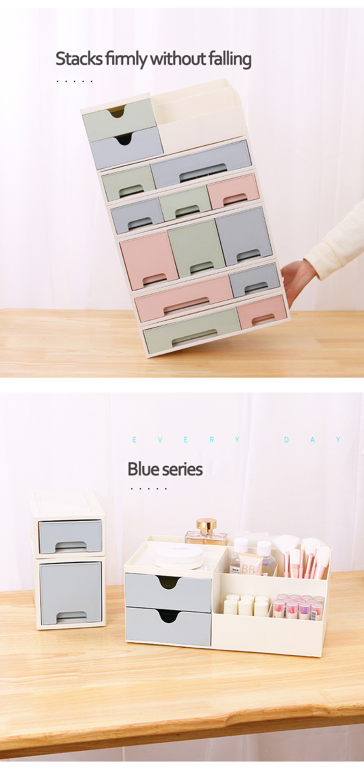 Factory Sale Home Remote Control Holder School Office Pen Stationery Storage Box Plastic Jewelry Cosmetic Organizer with Drawers