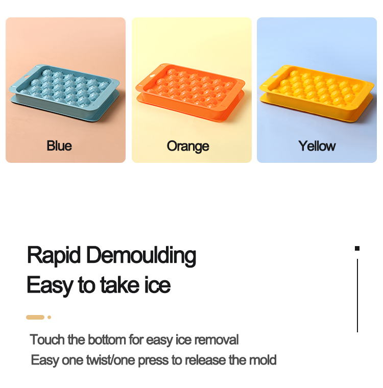 Home Restaurant Easy Release Round Ice Sphere Maker Plastic Stackable Ice Cube Mold Silicone Ice Cube Tray With Lid for Whiskey