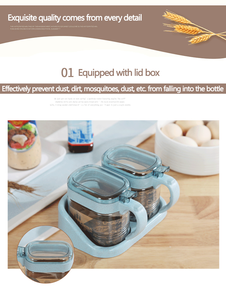 New Arrival Salt and Pepper Containers Glass Seasoning Jar with Tray Spice Storage Jars with Spoons Seasoning Pot Set