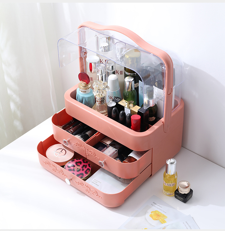 Best Seller Transparent Dustproof Waterproof Plastic Cosmetic Storage Box Portable Jewelry Makeup Organizer Box with Drawers