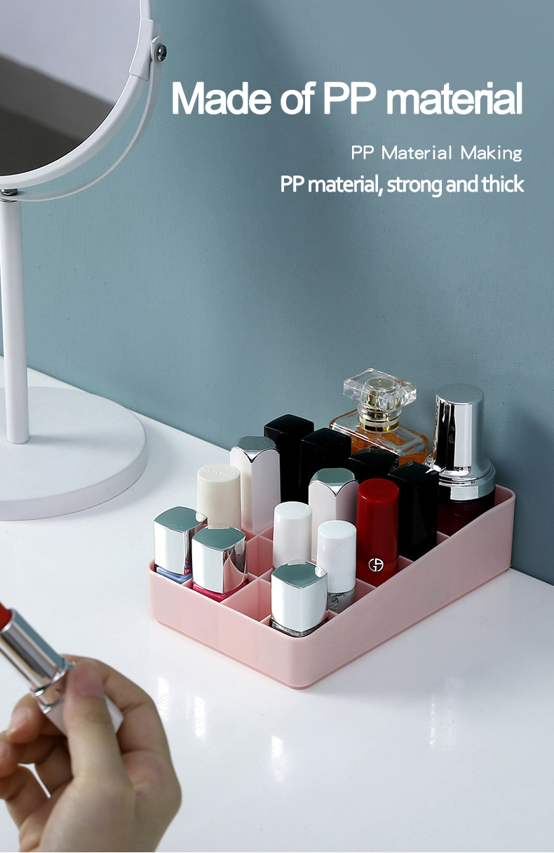 Decorative Desktop Cosmetic Makeup Organizer Box Brushes Lipgloss Stand Holder Display Plastic Nail Polish Lipstick Storage Box