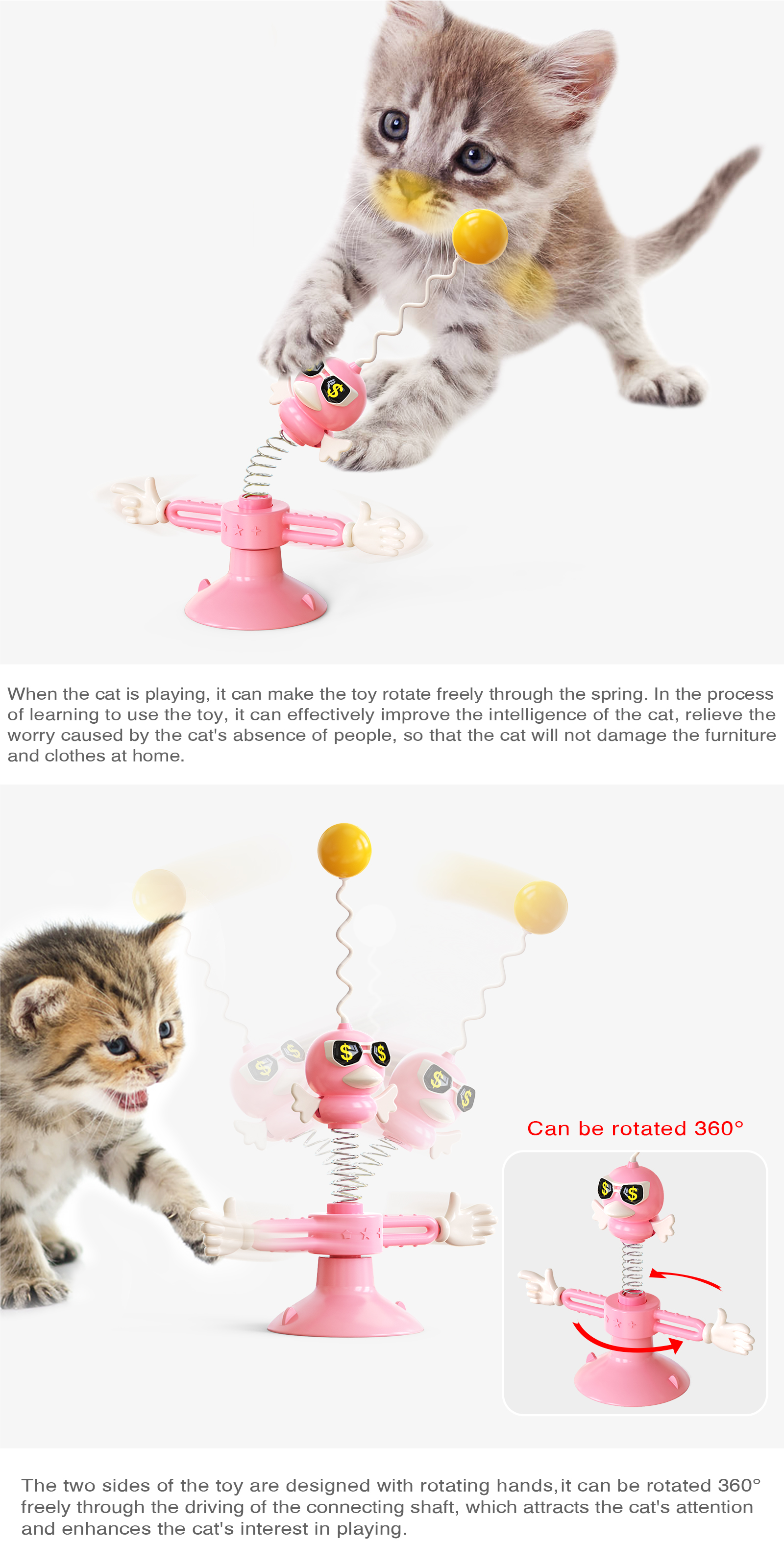 Cat Interact Toy Spring Bird Turntable Kitten Interactive Toy Indoor Ball Pet Toy