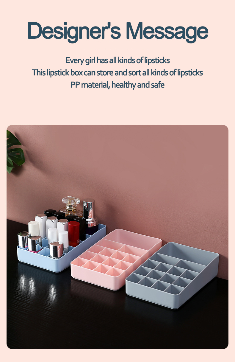 Decorative Desktop Cosmetic Makeup Organizer Box Brushes Lipgloss Stand Holder Display Plastic Nail Polish Lipstick Storage Box