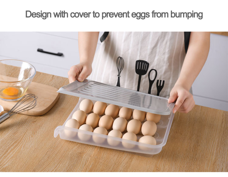 Drawer Type Fridge Deviled Egg Tray Clear Egg Storage Container with Lid Kitchen Stackable Plastic Egg Holder for Refrigerator