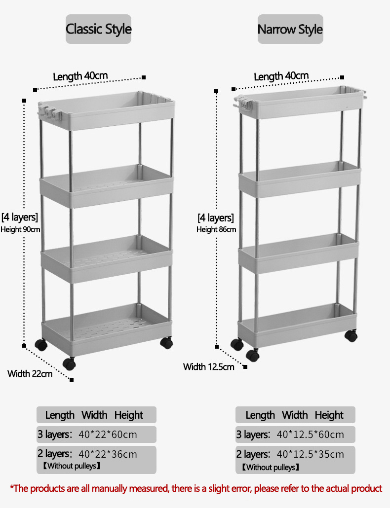 Multifunctional kitchen Shelf Organizer Rack Bathroom Narrow Slim Trolley With Wheel Multi-layer storage shelf rack On Wheels