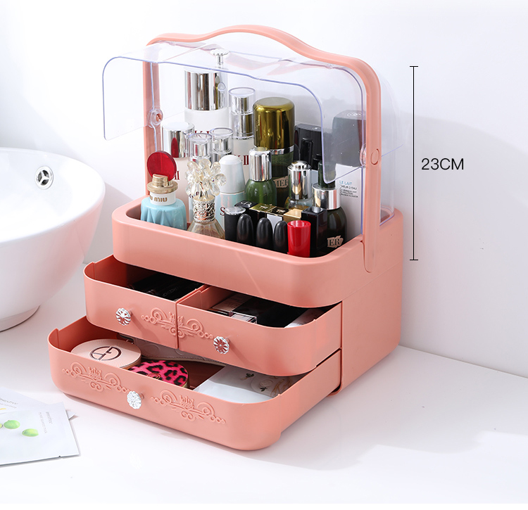 Best Seller Transparent Dustproof Waterproof Plastic Cosmetic Storage Box Portable Jewelry Makeup Organizer Box with Drawers