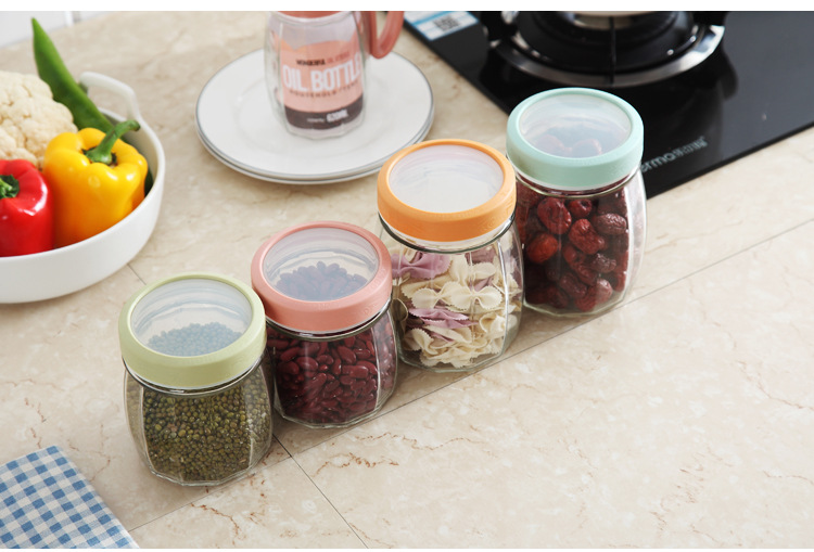 Wholesale Pantry Organiser Clear Spice Jars Cereal Storage Containers Dry Food Storage Jars Airtight Glass Kitchen Canisters