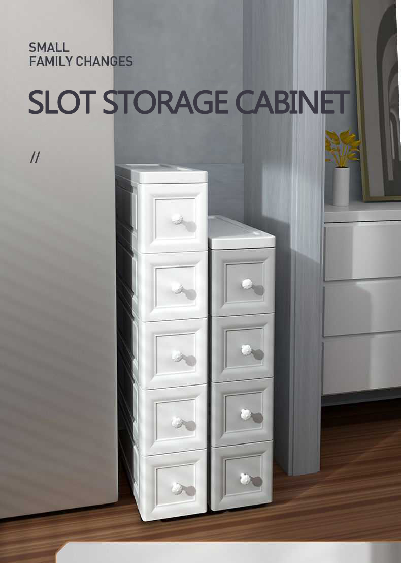 Hot Product Space Saving Slim Storage Unit with Drawers Chest of Drawers Bedroom Plastic Cupboard Kitchen Storage Cabinet