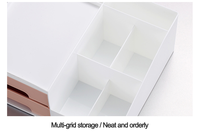 New Office Supplies Stationery Holder Cosmetic Makeup Storage Organizer with Drawer Plastic Desktop Storage Box for Coffee Table