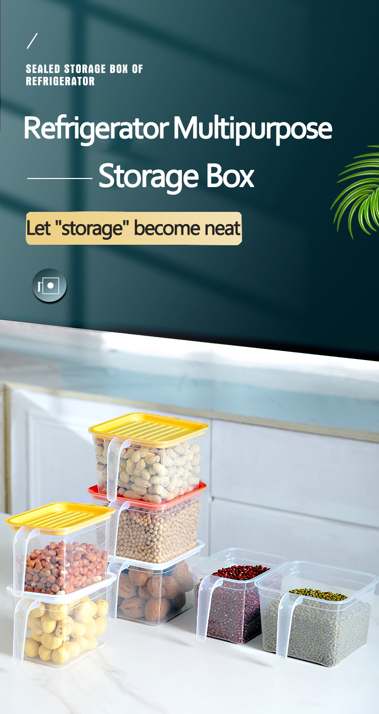 New Style Pantry Organization Plastic Fridge Food Storage Container Stackable Kitchen Clear Cereal Beans Storage Box with Handle