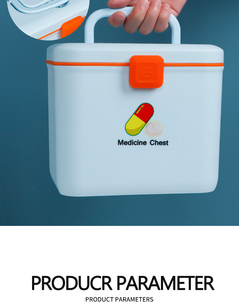 Large Capacity Lockable Emergency Box Medical Storage Bins Pill Organizer Box First Aid Kit Plastic Medical Box with Handle