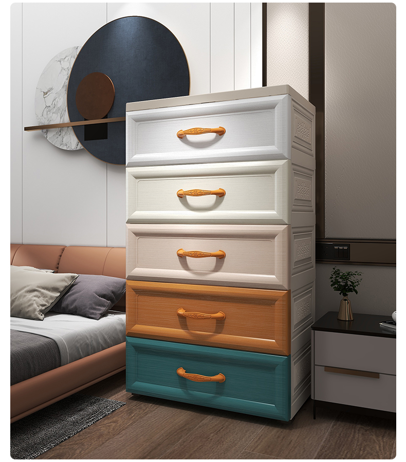 New Design Multi-layer Chest of Drawers Storage Cabinet Plastic Cupboard for Baby Clothes Bedroom Storage Drawers with Wheels