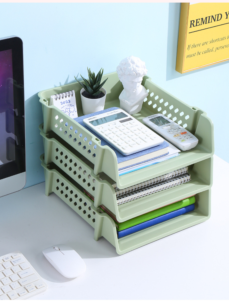 Multi-layer Office Desk Stationery Organizer School Document Holder Letter Tray Plastic Paper File Sorter Stackable Storage Rack