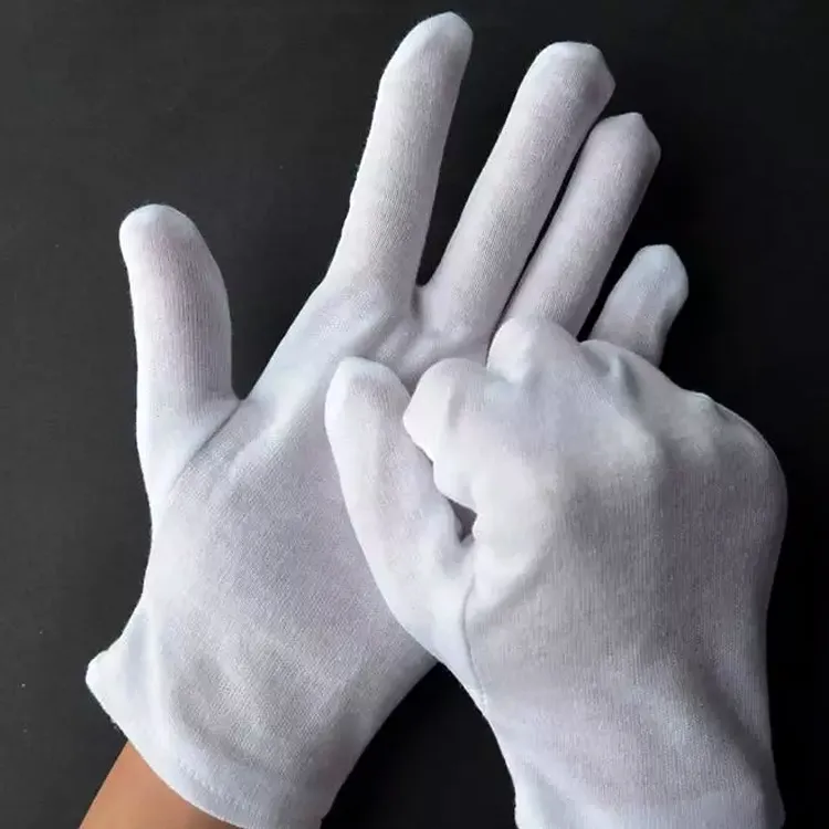 12 pares Guantes blancos Algodón Guantes de algodón suave Trabajo