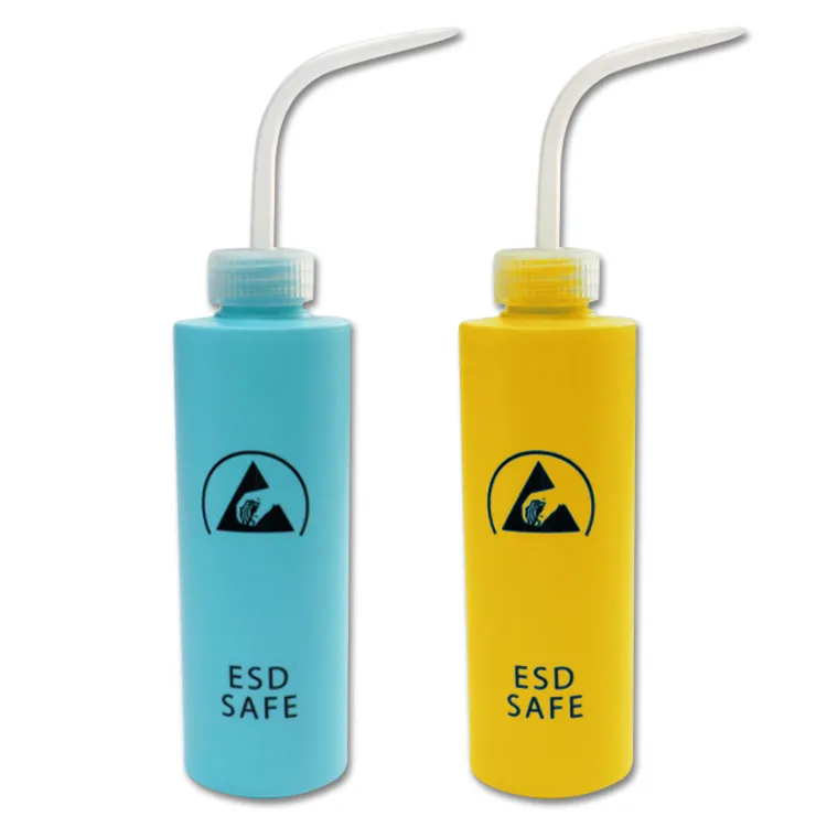 Distributeur de solvant ESD sûr de 200 ml, flacon carré antistatique avec couvercle à pression, matériau en polyéthylène haute densité pour une distribution sûre des liquides (bleu