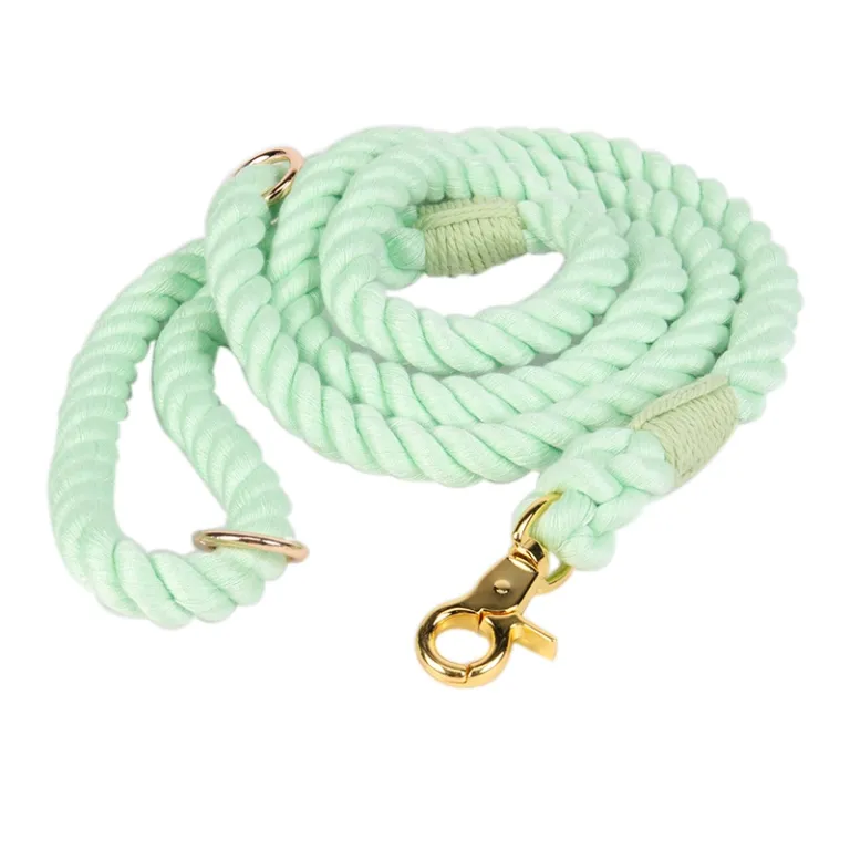OKEYPETS卸売8mm12mmライトグリーンソフトコットンロープペットリード 