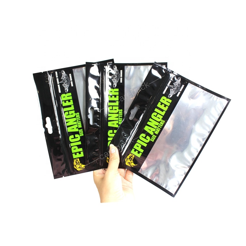 Care Pack Custom Digital Printing Clear Window Zipper Fish Lure Packaging Pouch Plastic