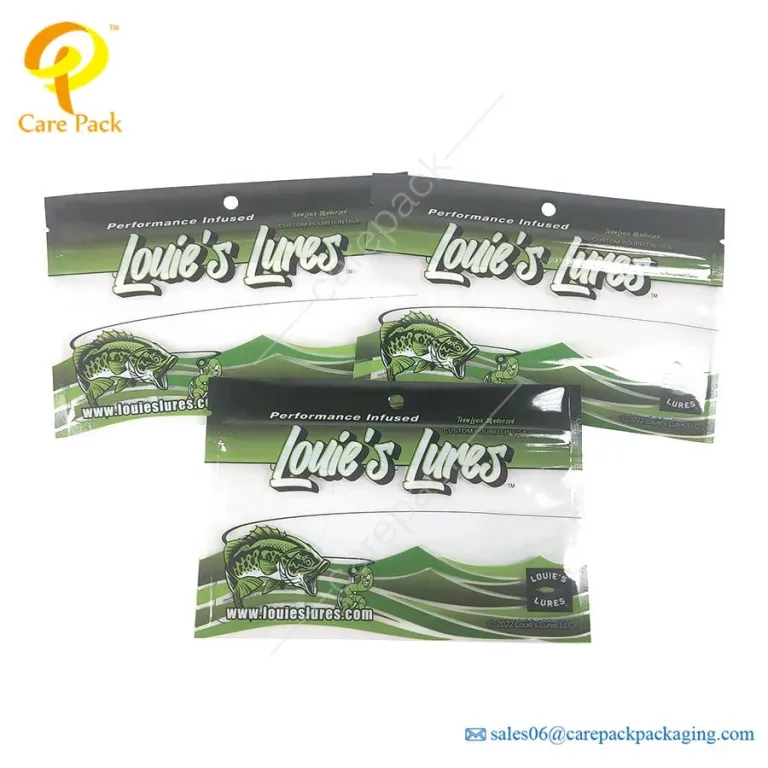 Care Pack - Customized Printed Soft Plastic Fishing lure retail packaging  Bait Bag With Zipper