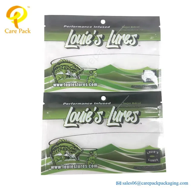 Care Pack - Customized Printed Soft Plastic Fishing lure retail packaging  Bait Bag With Zipper
