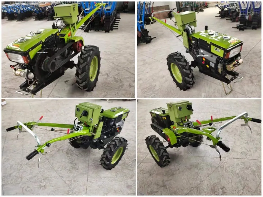 CE 15HP Diesel Electrcic Farm Power Tiller Two Wheel Motocultor Mini Hand Tractor Walking Tractor with Trailer