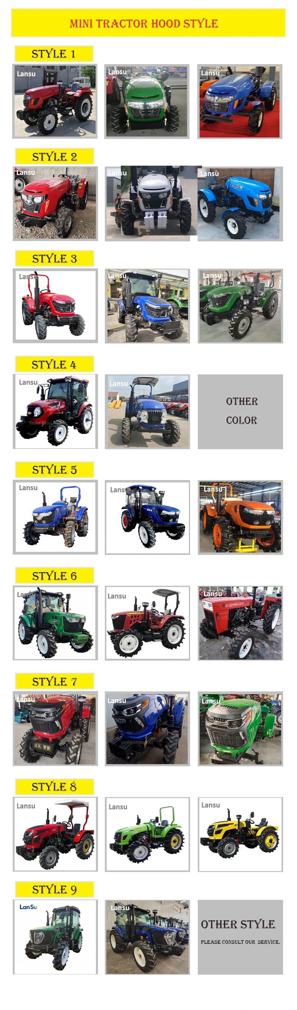 Top Sale 4 Wheel Drive Farm Tractor Mini Tractor with Different Accessory