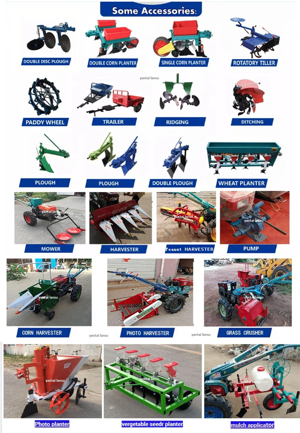 Factory Directly Supply Sale High Quality Water Cooled Diesel Two Wheel Walking Tractor