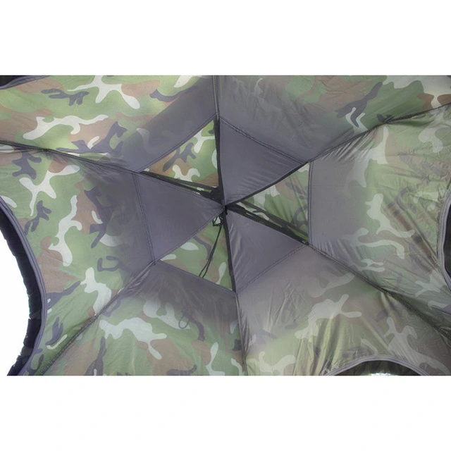 Factory Direct Sales Automatic Outdoor 6-8 People Camouflage Single-Layer Family Tent for Beach Camping Two-Door Mountaineering Travel Hexagonal Tent