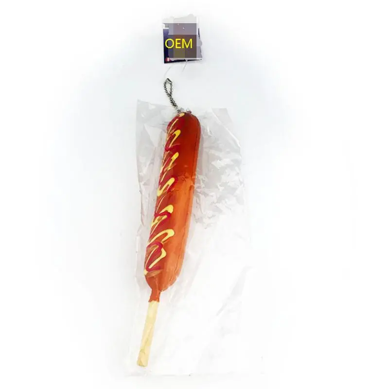 2021 OEM PU Foaming Slow Rebound Simulation Food Hot Dog Ham Sausage Model Squeeze Pressure Ball Decompression Toy