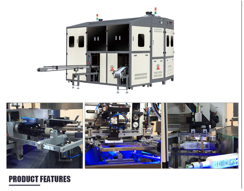 CNC106 automatic multi-color glass plastic metal bottle logo Silk screen printing and hot foil stamping carousel machine