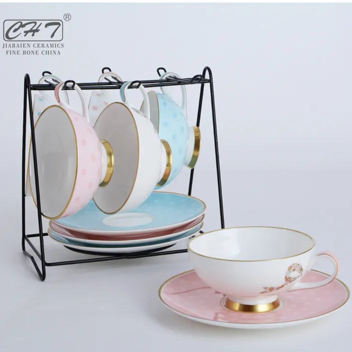 Royal Bone China Porcelain Tea Cup Set, Tea Cups and Saucers in Gift B –  Grace Painting Crafts