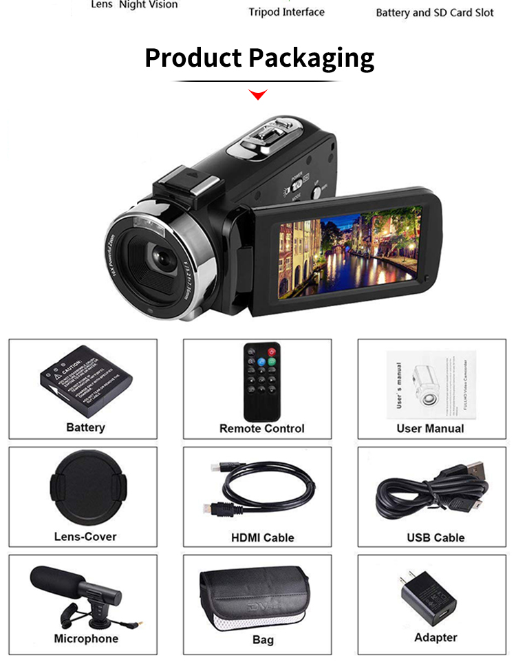 Super 4K Video Camera Wifi 24 Mega Pixels Digital Camcorder with 3.0'' Touch Display
