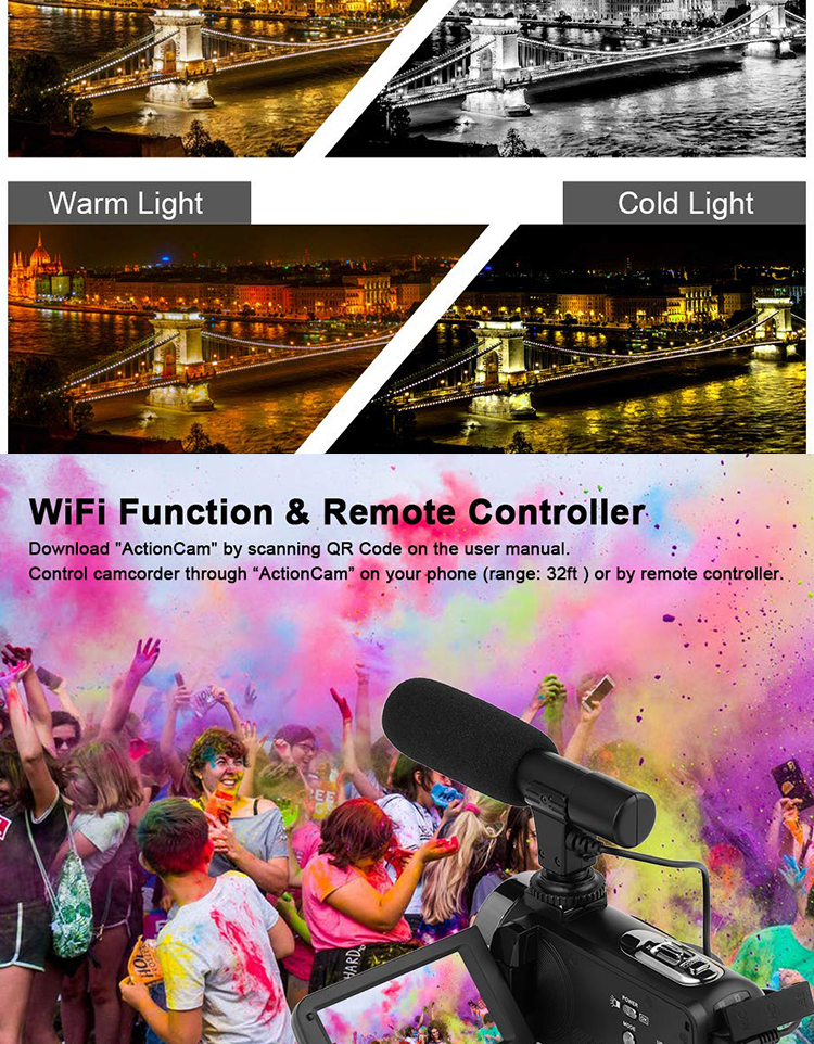 Super 4K Video Camera Wifi 24 Mega Pixels Digital Camcorder with 3.0'' Touch Display