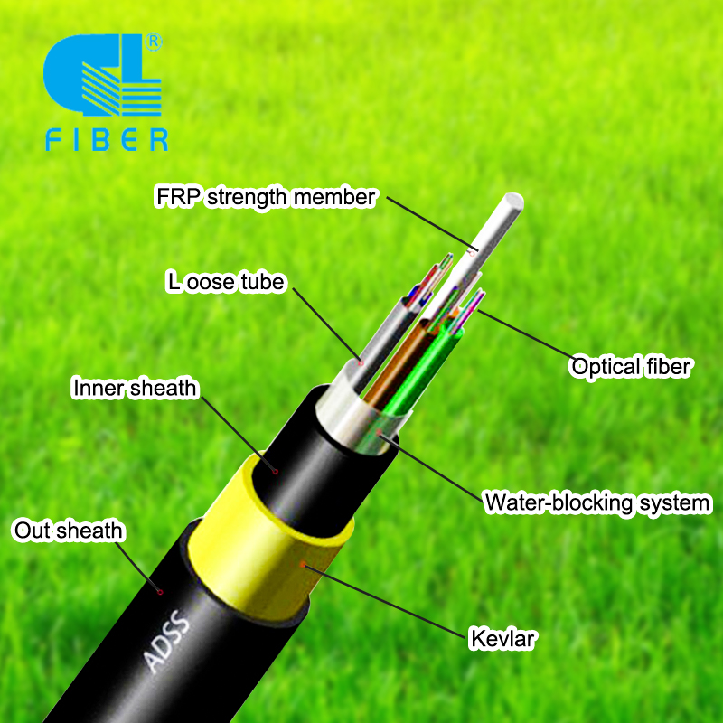 GL Fiber Good quality Outdoor Selfsupporting fibra adss 48 core fiber optic cable 1km price