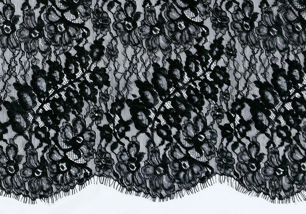 A black stretch lace fabric A black stretch lace fabric
