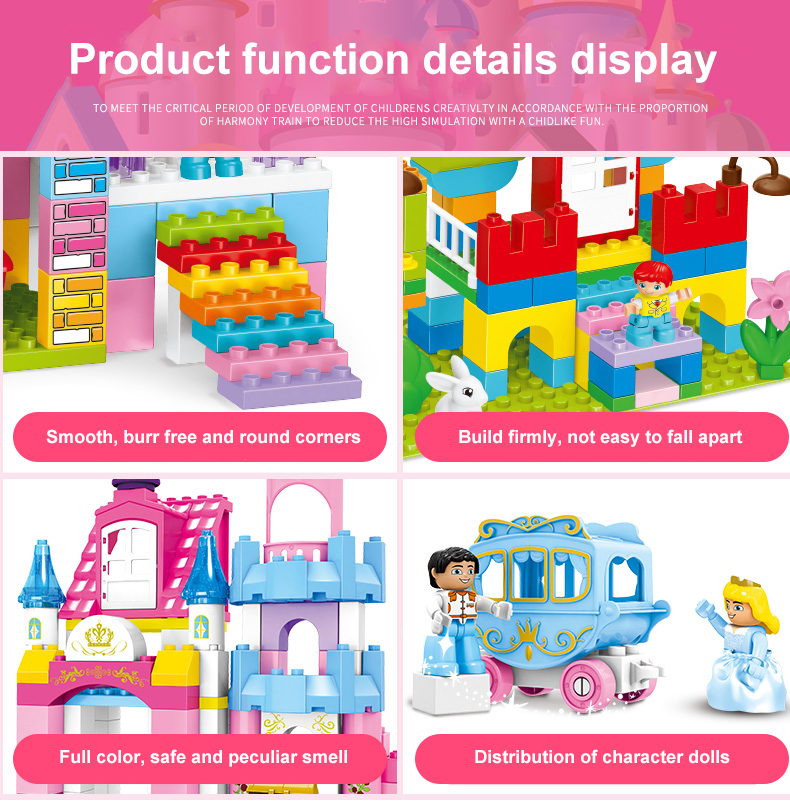 WOMA TOYS Wholesale OEM ODM Early Education Princess Prince Castle big bricks large building blocks Zabawka set