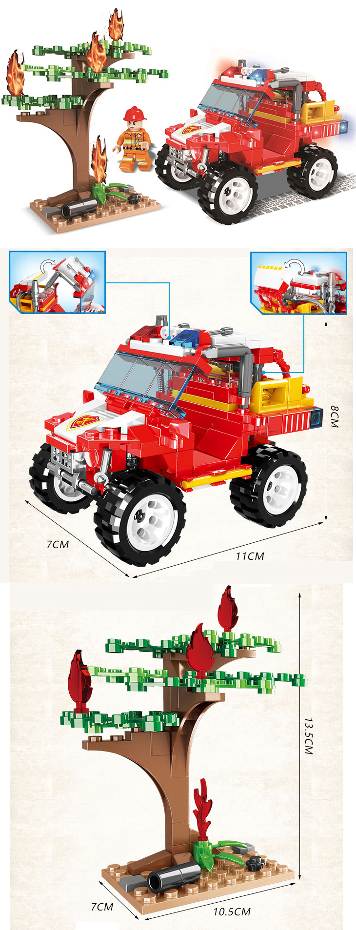 WOMA TOYS Compatible major brands fire truck Small Building Blocks bricks toy city fireman figures for Kids Scene Set