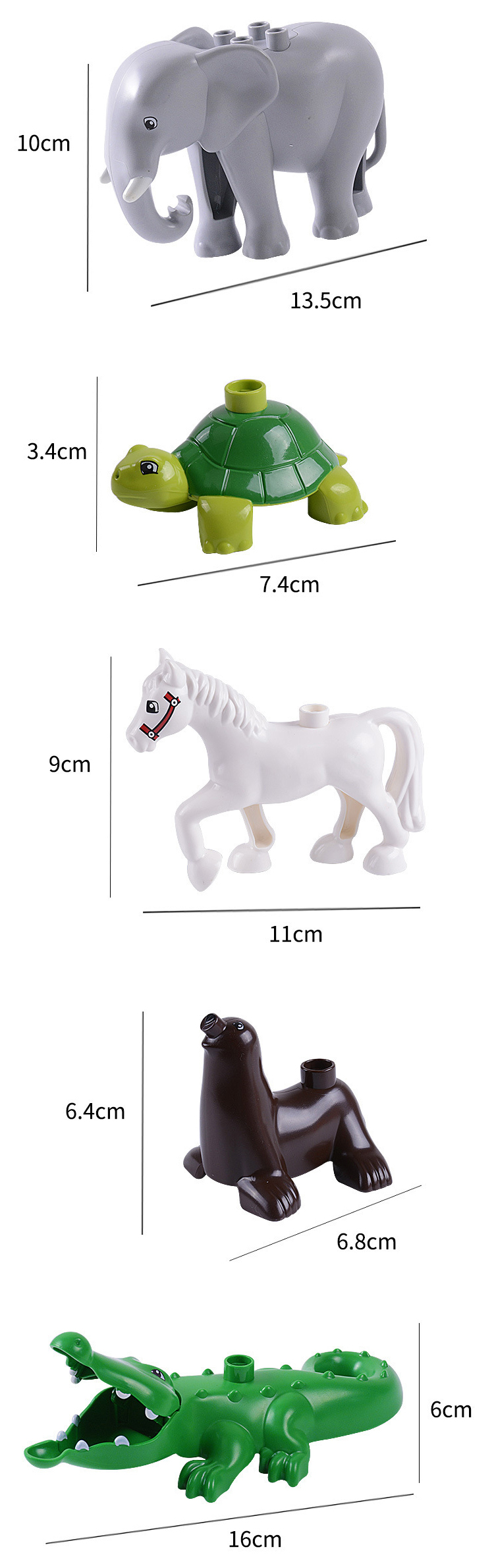 WOMA TOYS Amazon Hot Sale Baby Play Animal Tiger Horse Elephant ABS Plastic Large Particles Bricks Big Building Block